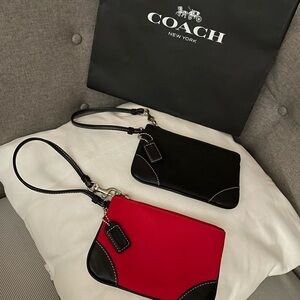 Coach Black and Red Wristlet Set